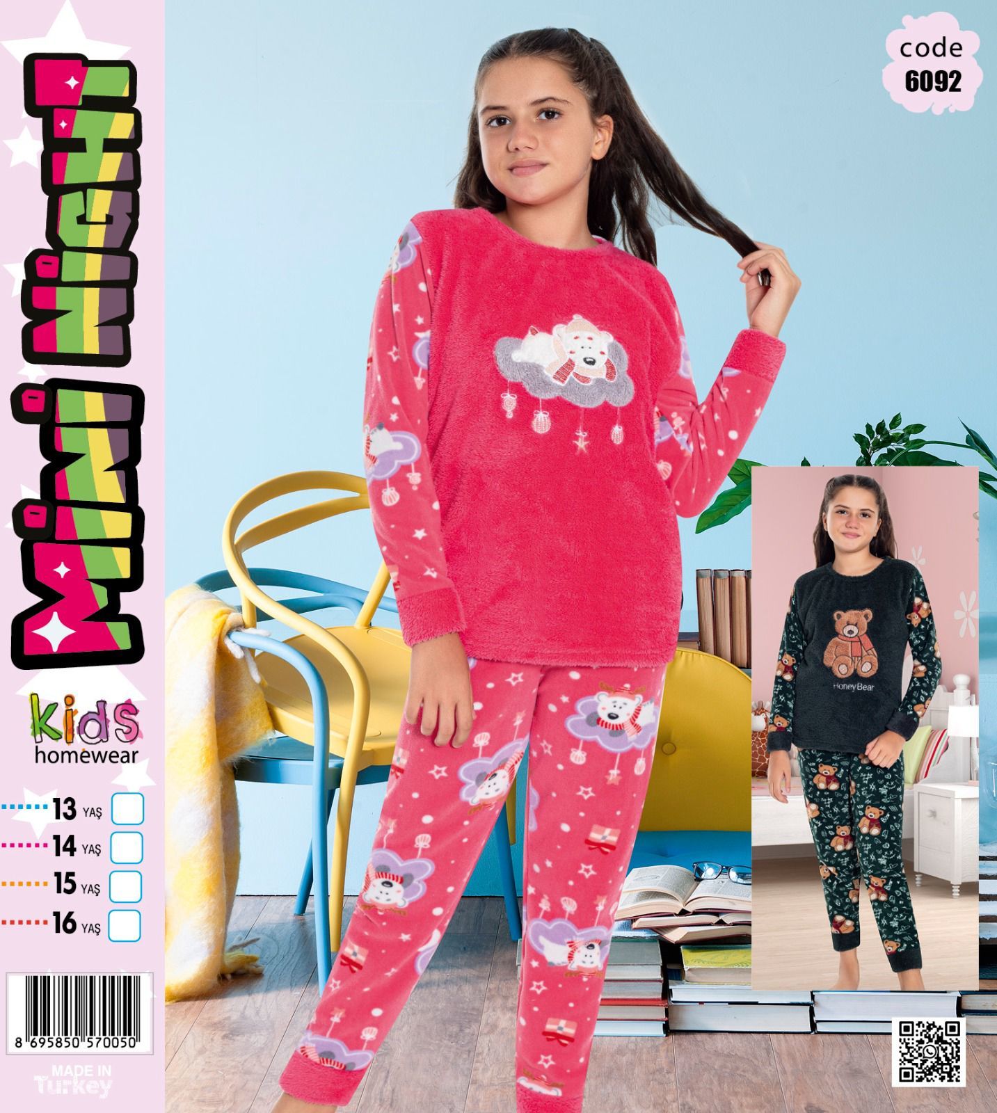MİNİ NIGHT 6092 KIZ ÇOCUK POLAR PİJAMA TAKIM