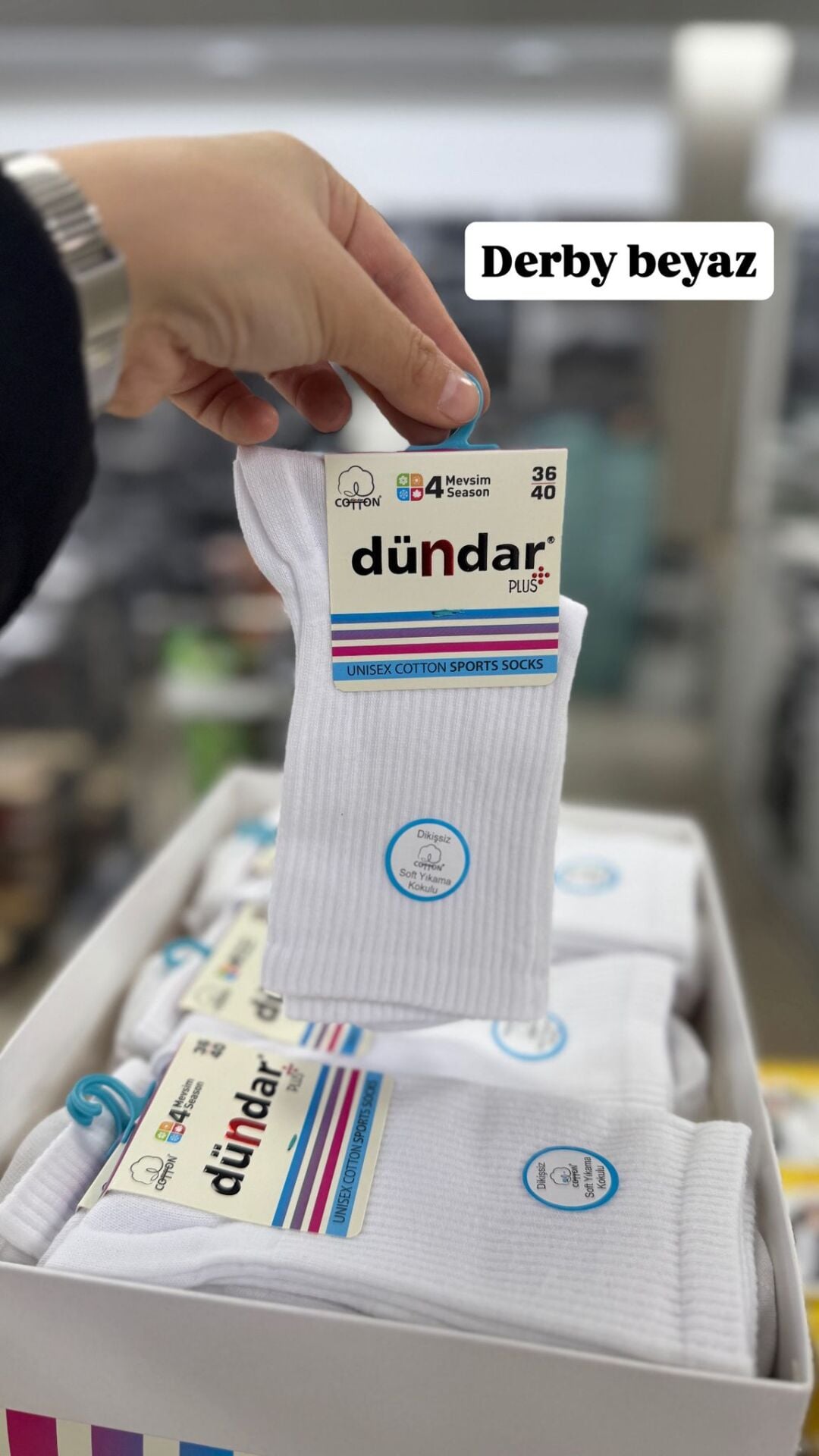 DÜNDAR 4209 UNİSEX COTTON SPORTS ÇORAP DERBY BEYAZ