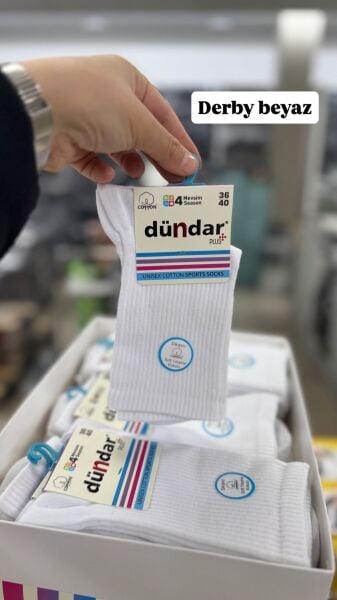 DÜNDAR 4209 UNİSEX COTTON SPORTS ÇORAP DERBY BEYAZ