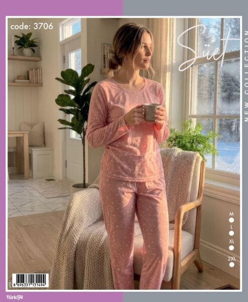 TİME MODA 3706 BAYAN SÜET PİJAMA TAKIM