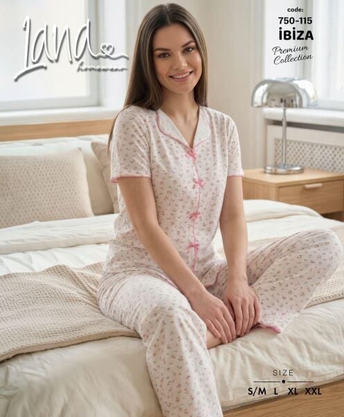 LANA 750-115 RİBANA FİYONKLU KISA KOL PİJAMA TAKIM