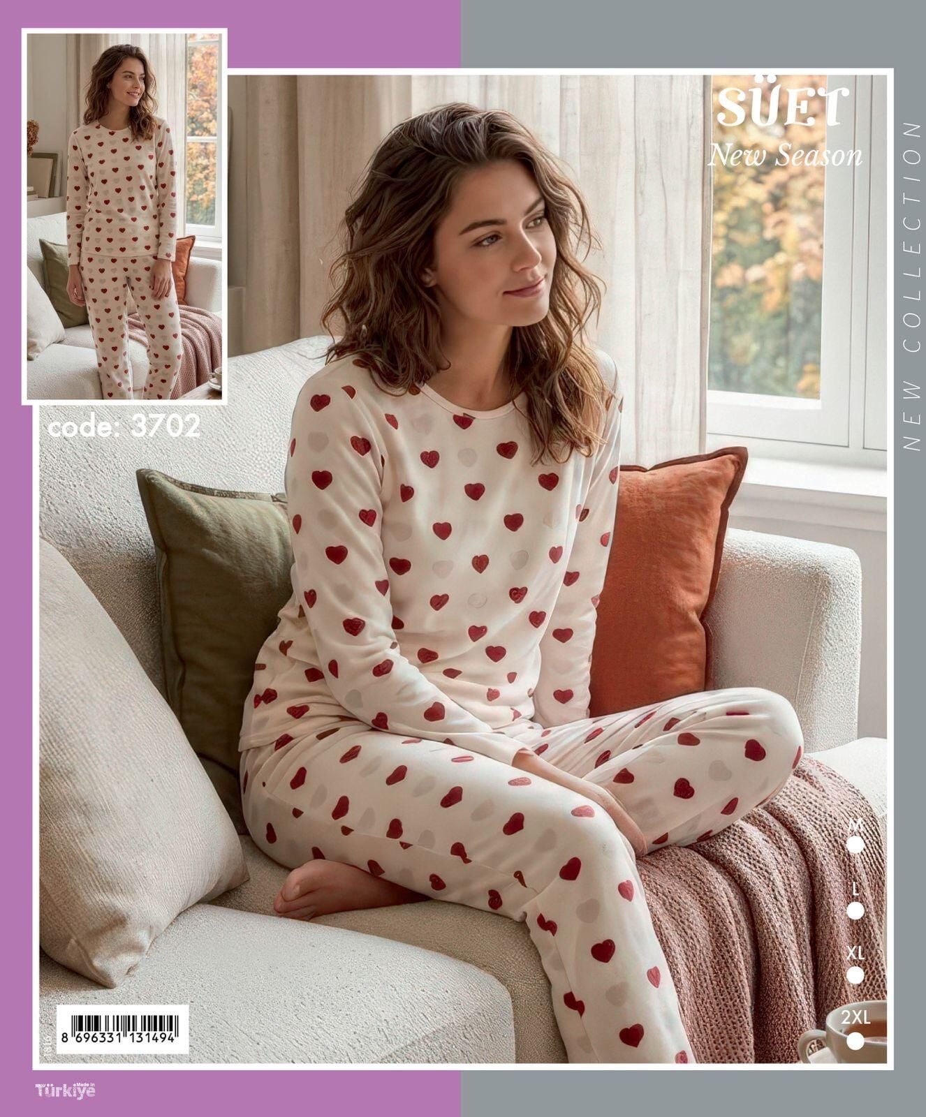 TİME MODA 3702 BAYAN SÜET PİJAMA TAKIM