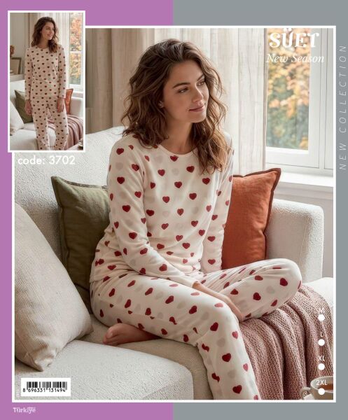 TİME MODA 3702 BAYAN SÜET PİJAMA TAKIM