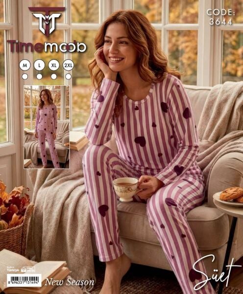 TİME MODA 3644 BAYAN SÜET PİJAMA TAKIM