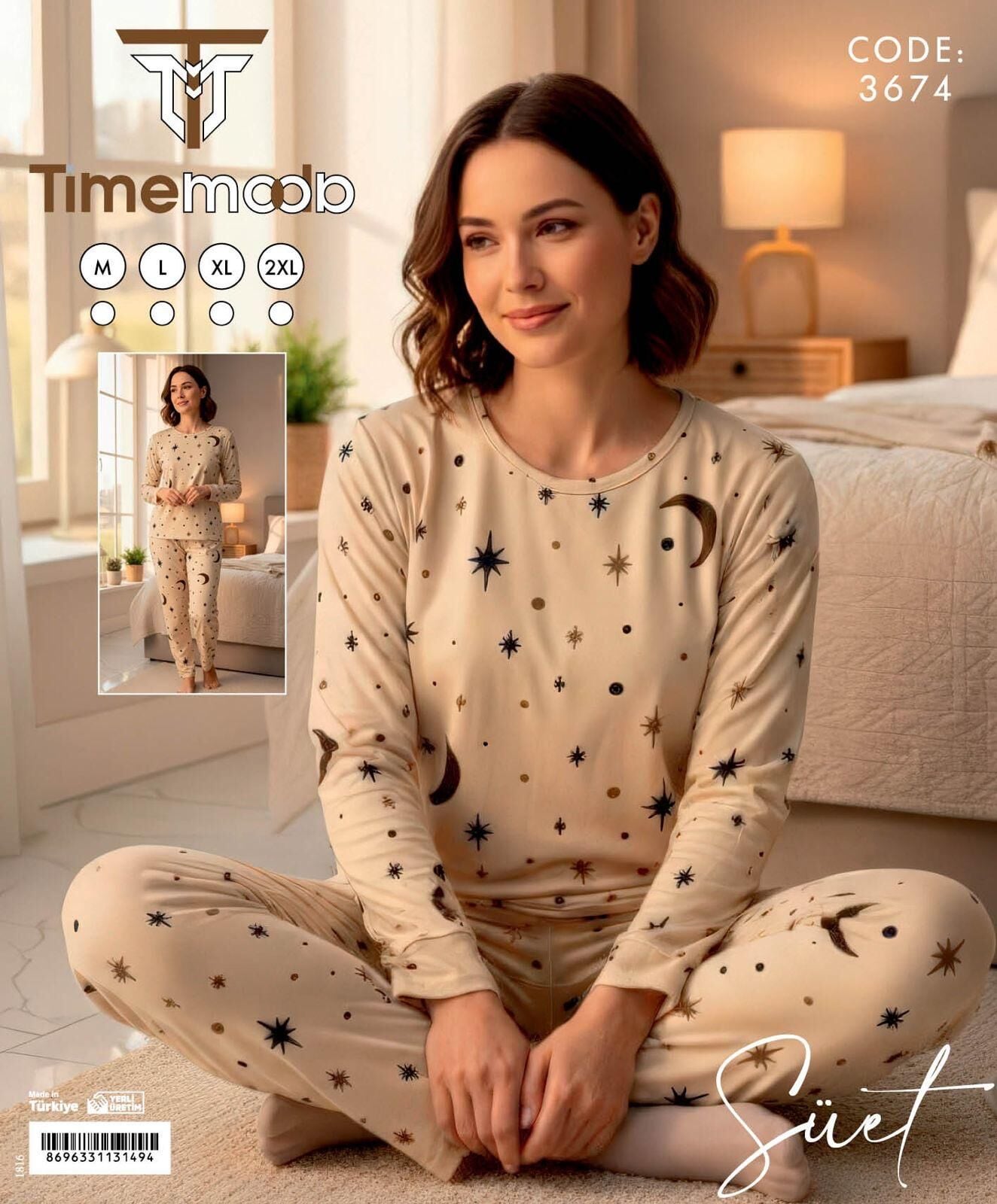TİME MODA 3674 BAYAN SÜET PİJAMA TAKIM