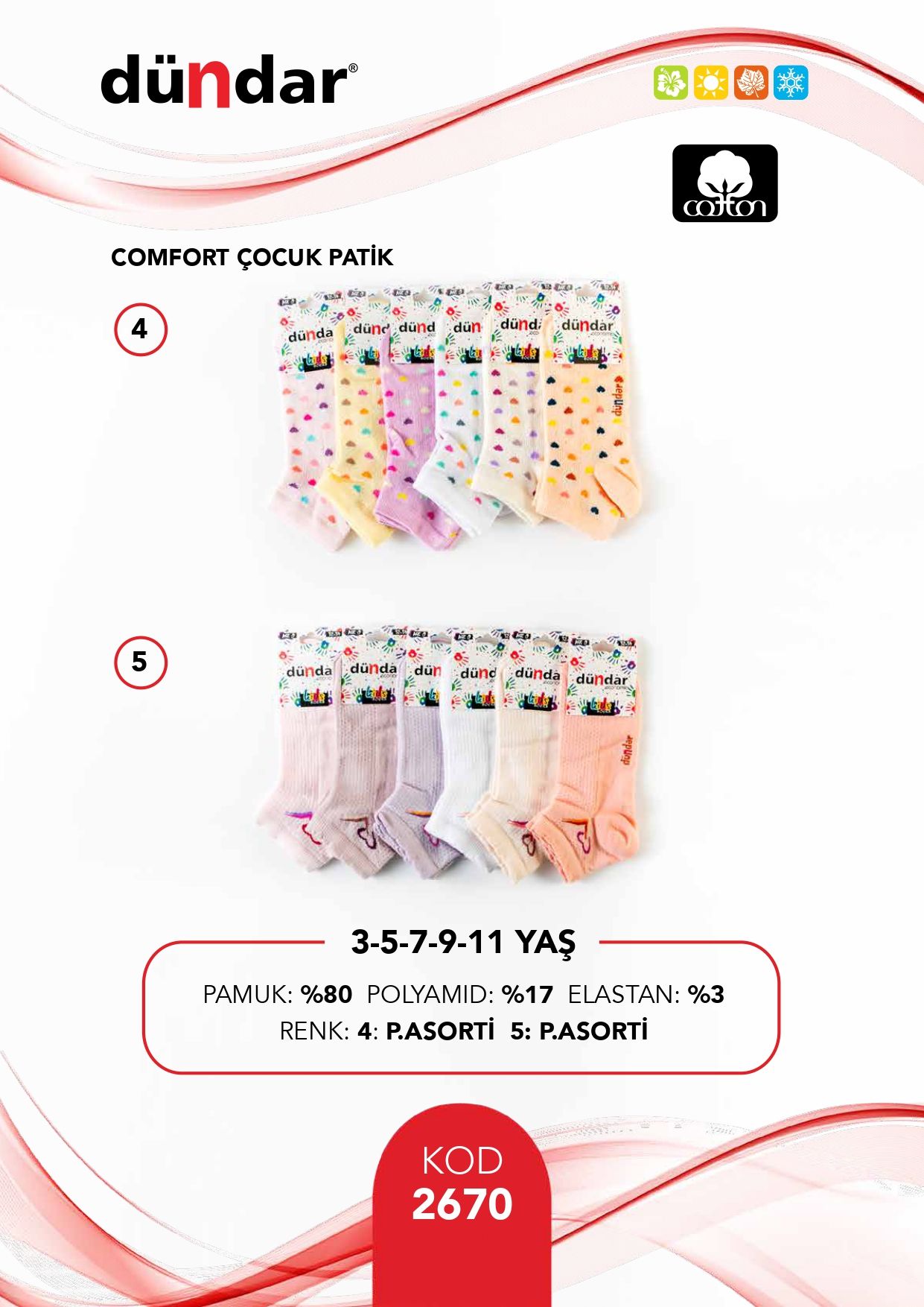 DÜNDAR 2670 KIZ ÇOCUK COMFORT PATİK