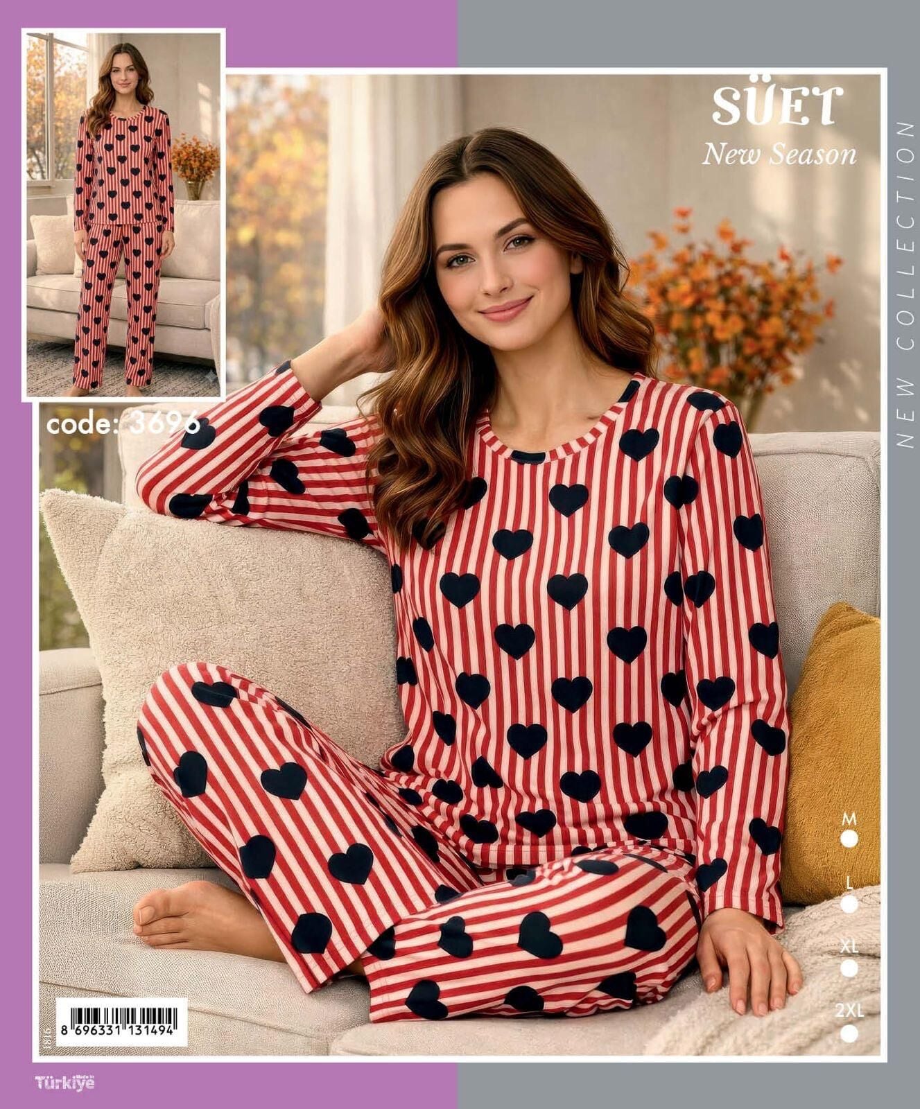 TİME MODA 3696 BAYAN SÜET PİJAMA TAKIM