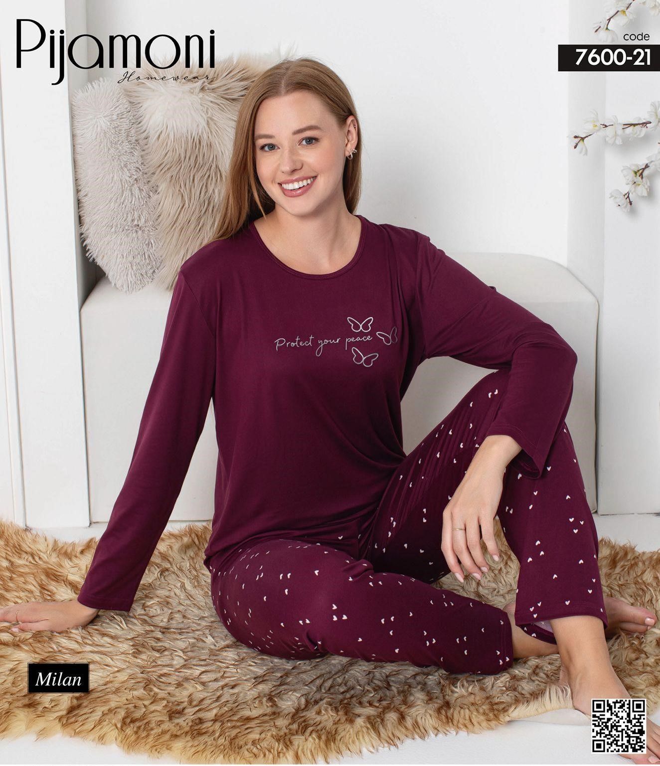 PİJAMONİ 7600-21 BAYAN MİLAN PİJAMA TAKIM