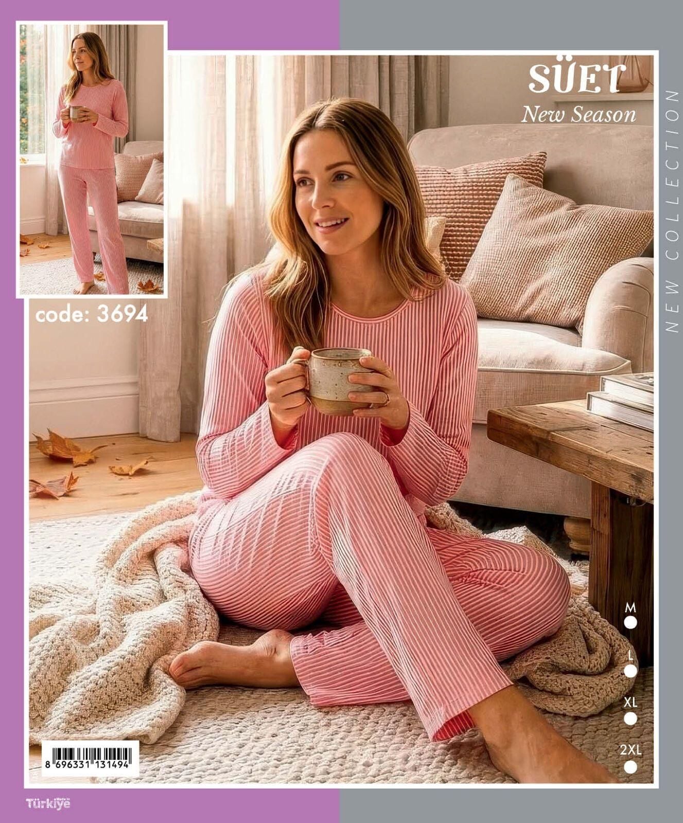 TİME MODA 3694 BAYAN SÜET PİJAMA TAKIM