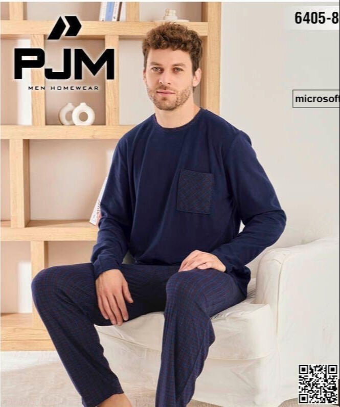 PJM 6405-8 ERKEK MİCROSOFT BİS.YAKA PİJAMA TAKIM