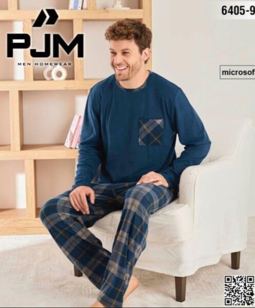 PJM 6405-9 ERKEK MİCROSOFT BİS.YAKA PİJAMA TAKIM