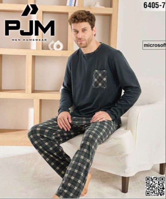 PJM 6405-7 ERKEK MİCROSOFT BİS.YAKA PİJAMA TAKIM