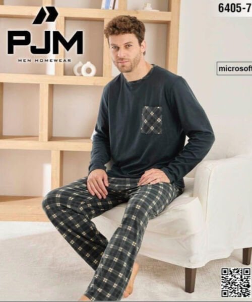 PJM 6405-7 ERKEK MİCROSOFT BİS.YAKA PİJAMA TAKIM