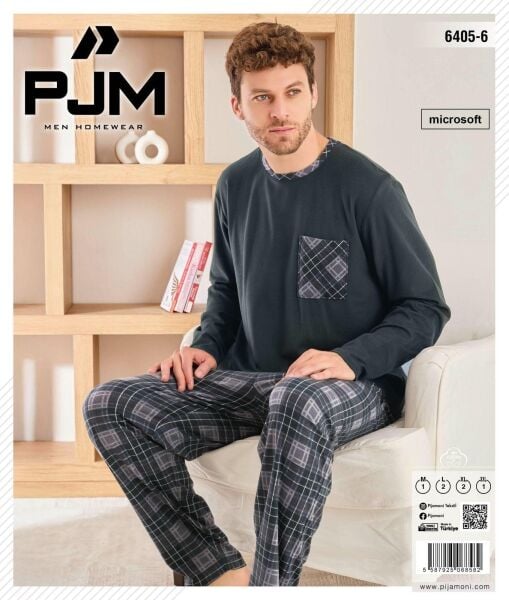 PJM 6405-6 ERKEK MİCROSOFT BİS.YAKA PİJAMA TAKIM