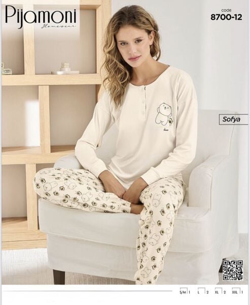 PİJAMONİ 8700-12 YENİ BAYAN SOFYA PİJAMA TAKIMI
