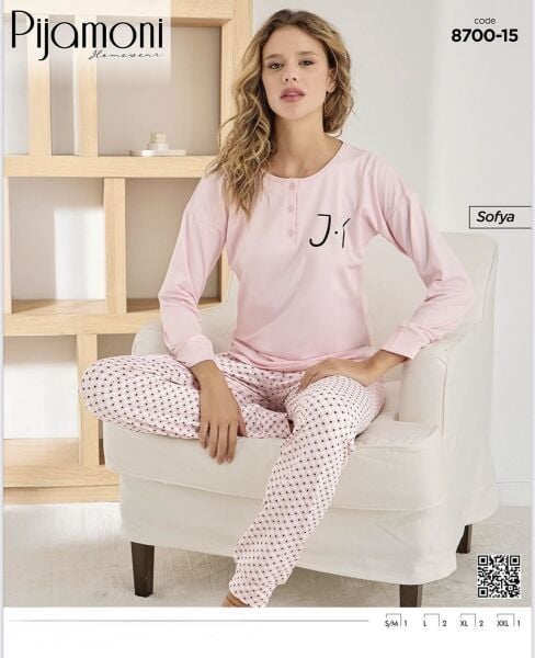 PİJAMONİ 8700-15 YENİ BAYAN SOFYA PİJAMA TAKIMI
