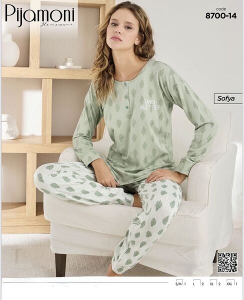 PİJAMONİ 8700-14 YENİ BAYAN SOFYA PİJAMA TAKIMI