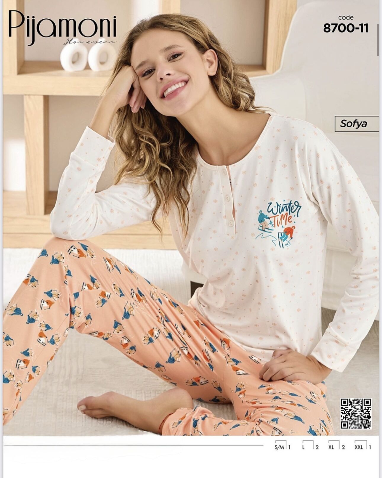 PİJAMONİ 8700-11 YENİ BAYAN SOFYA PİJAMA TAKIMI