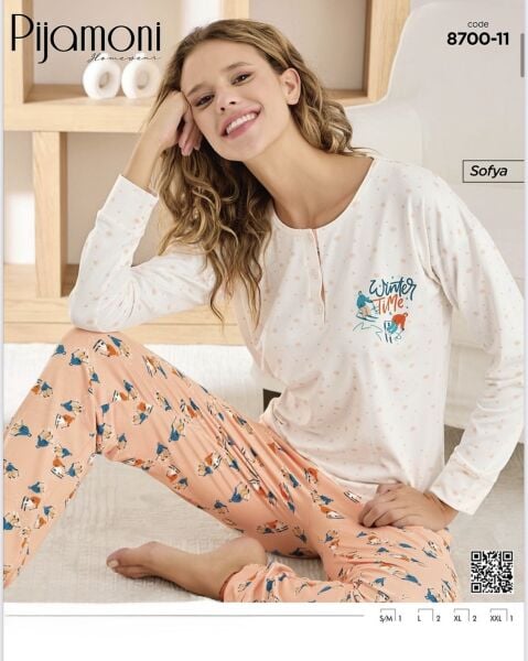 PİJAMONİ 8700-11 YENİ BAYAN SOFYA PİJAMA TAKIMI