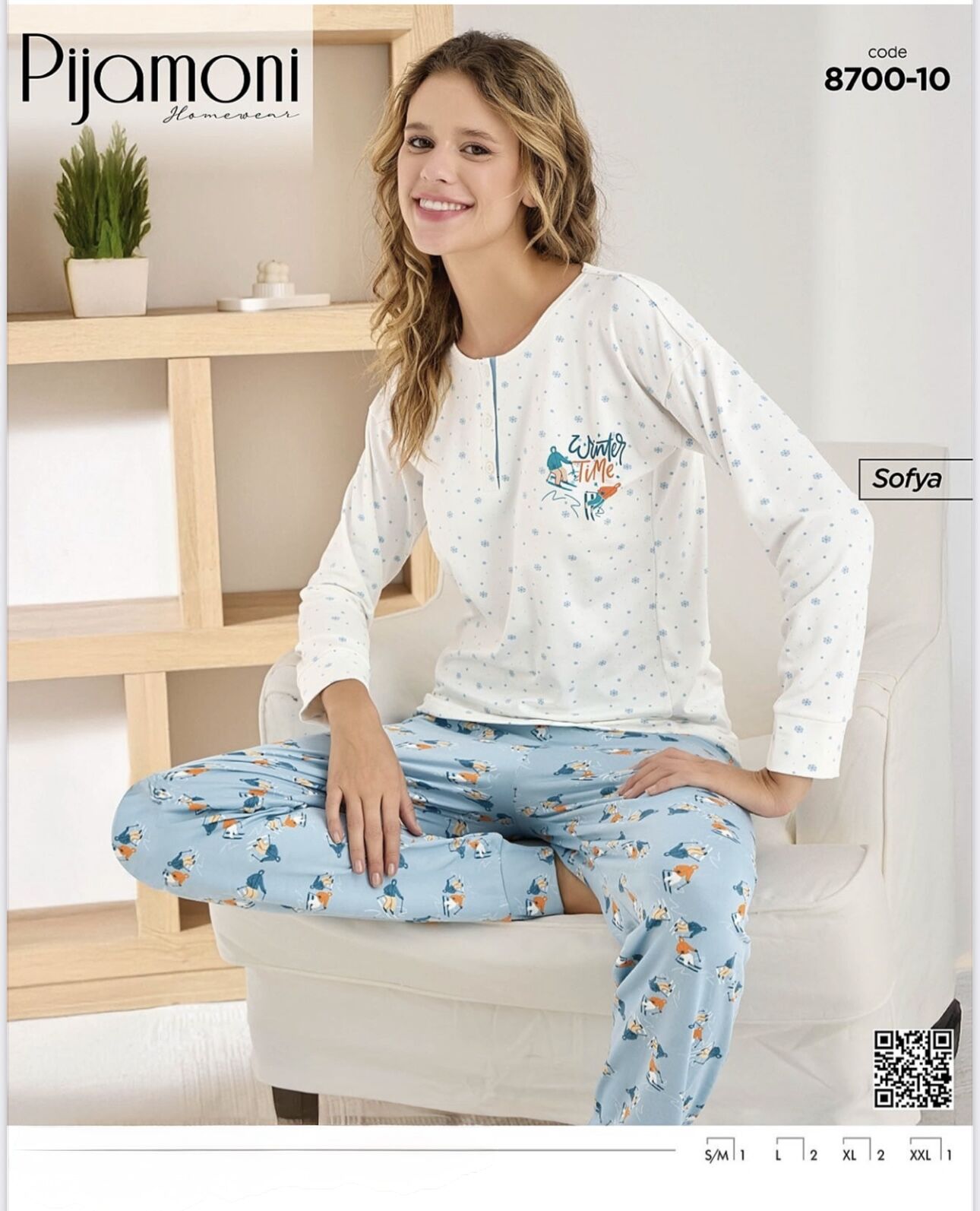 PİJAMONİ 8700-10 YENİ BAYAN SOFYA PİJAMA TAKIMI