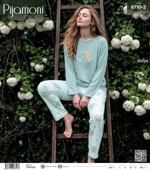 PİJAMONİ 8710-2 BAYAN SOFYA PİJAMA TAKIMI