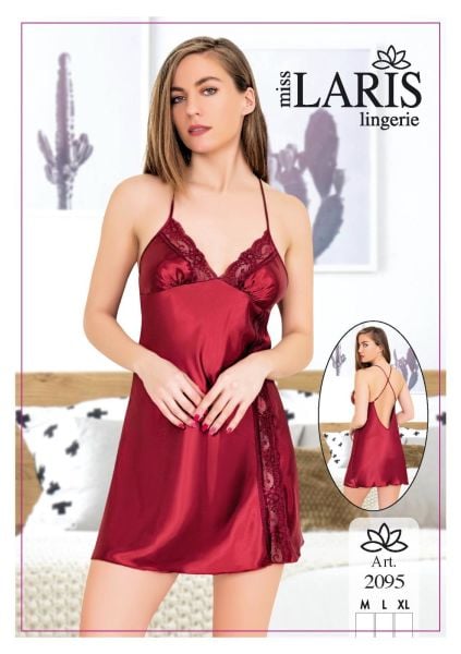 MİSS LARİS 2095 SATEN KISA GECELİK BORDO