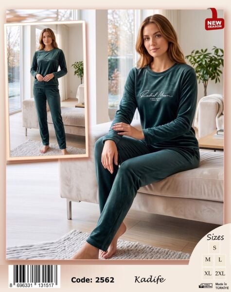 TİME MODA 2562 BAYAN BEYZİK KADİFE PİJAMA TAKIM
