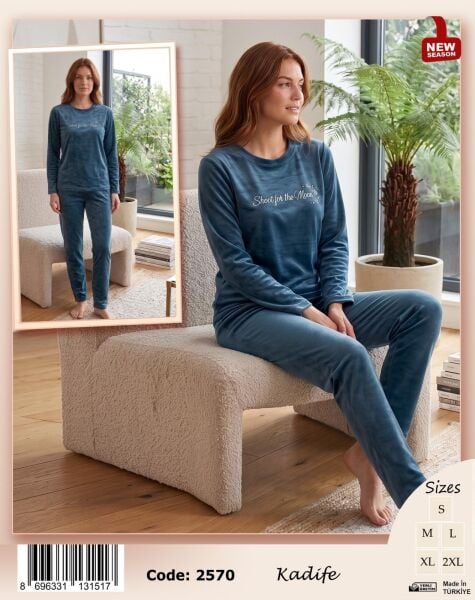 TİME MODA 2570 BAYAN BEYZİK KADİFE PİJAMA TAKIM