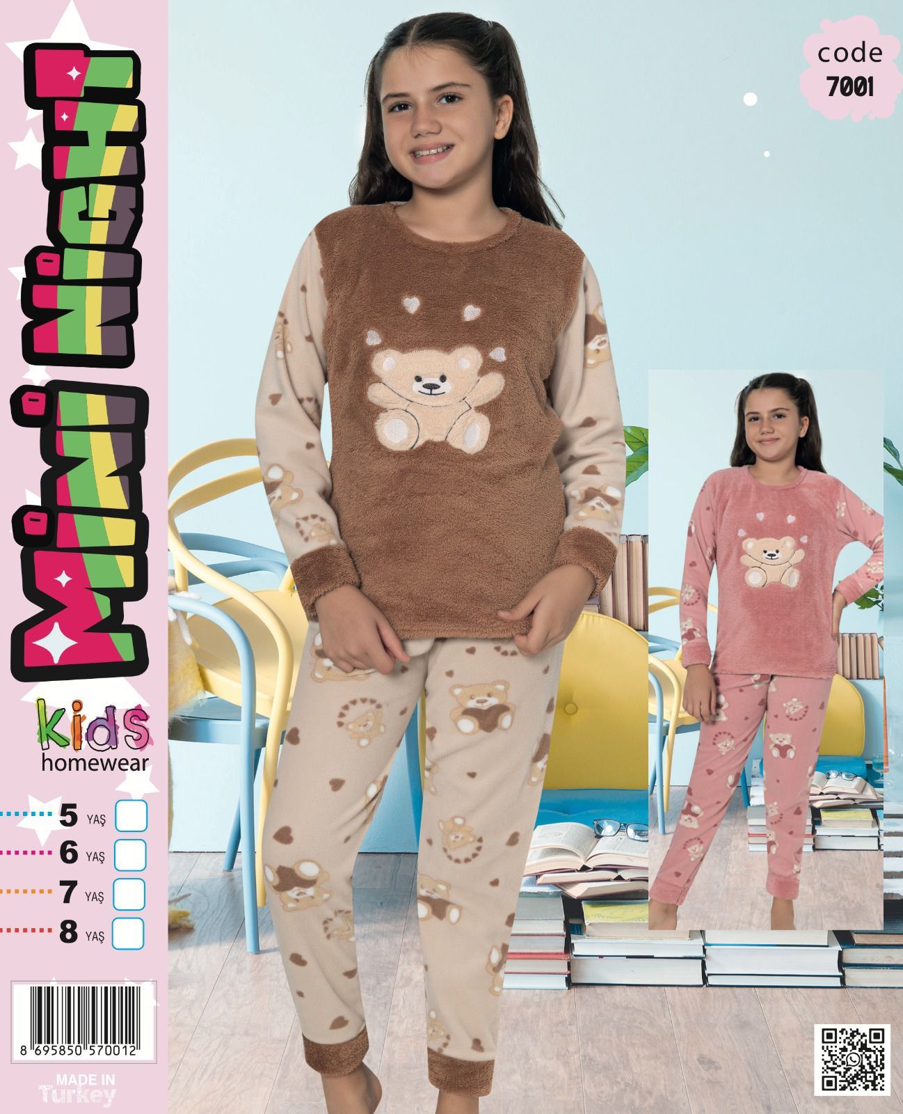MİNİ NIGHT 7001 KIZ ÇOCUK POLAR PİJAMA TAKIM