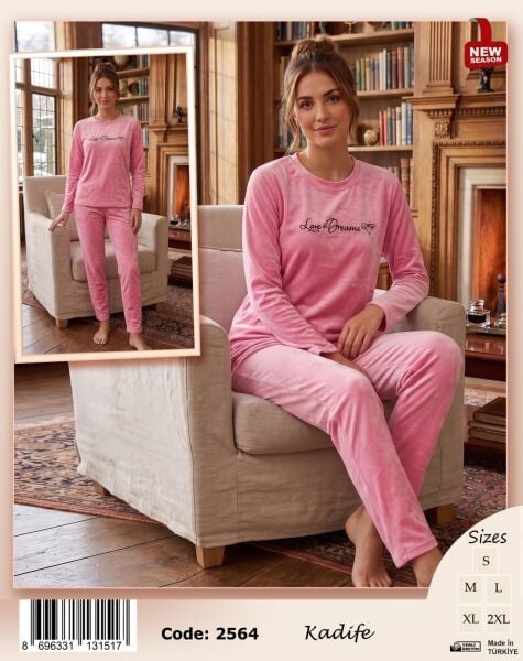 TİME MODA 2564 BAYAN BEYZİK KADİFE PİJAMA TAKIM