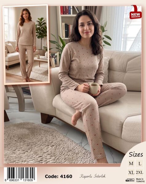 TİME MODA 4160 BAYAN BEYZİK İNTERLOK PİJAMA TK