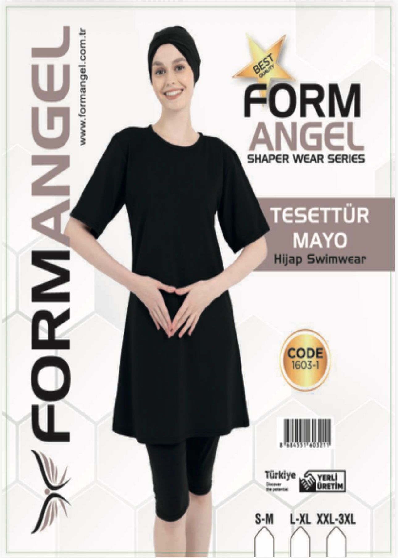 FORM ANGEL 1603-1 K.KOL LİKRALI DÜZ TESETTÜR MAYO