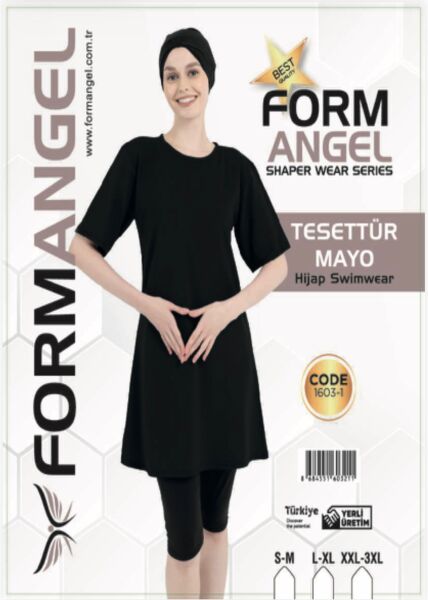 FORM ANGEL 1603-1 K.KOL LİKRALI DÜZ TESETTÜR MAYO