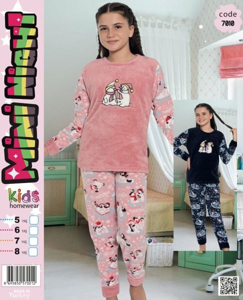 MİNİ NIGHT 7010 KIZ ÇOCUK POLAR PİJAMA TAKIM