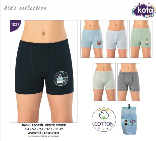 KOTA 1027 ERKEK ÇOCUK BASKILI PENYE 2 Lİ BOXER