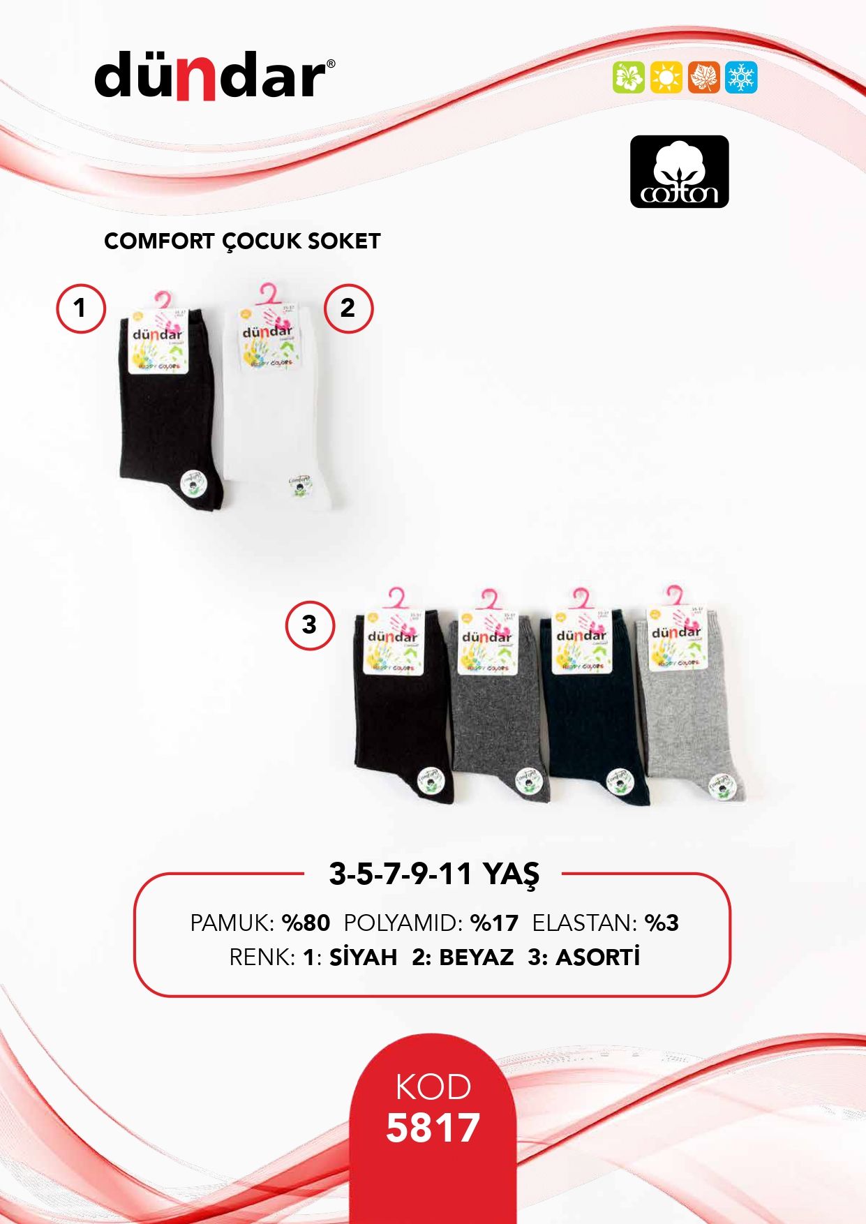 DÜNDAR 5817 KAMPANYA ÇOCUK COMFORT ÇORAP