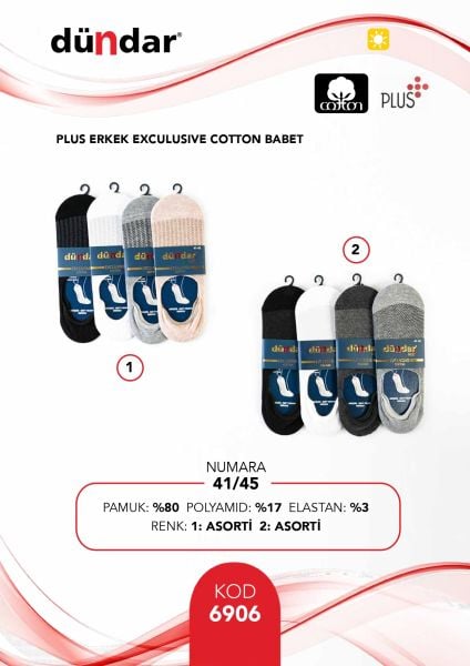 DÜNDAR 6906 ERKEK EXCULUSIVE COTTON BABET ÇORAP