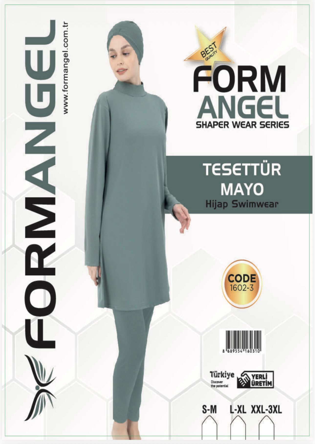 FORM ANGEL 1602-3 U.KOL LİKRALI DÜZ TESETTÜR MAYO