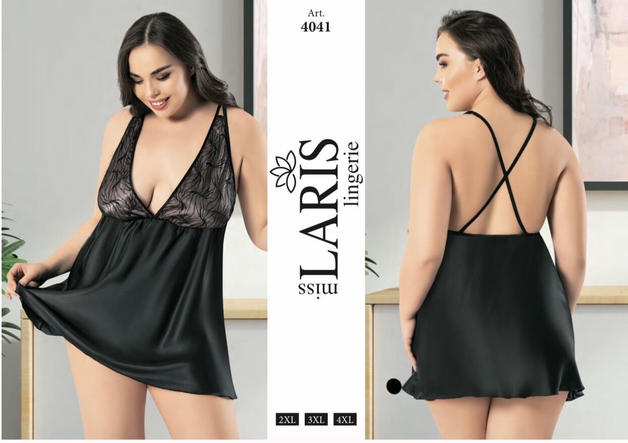 MİSS LARİS 4041 BIG SİZE SATEN KISA GECELİK