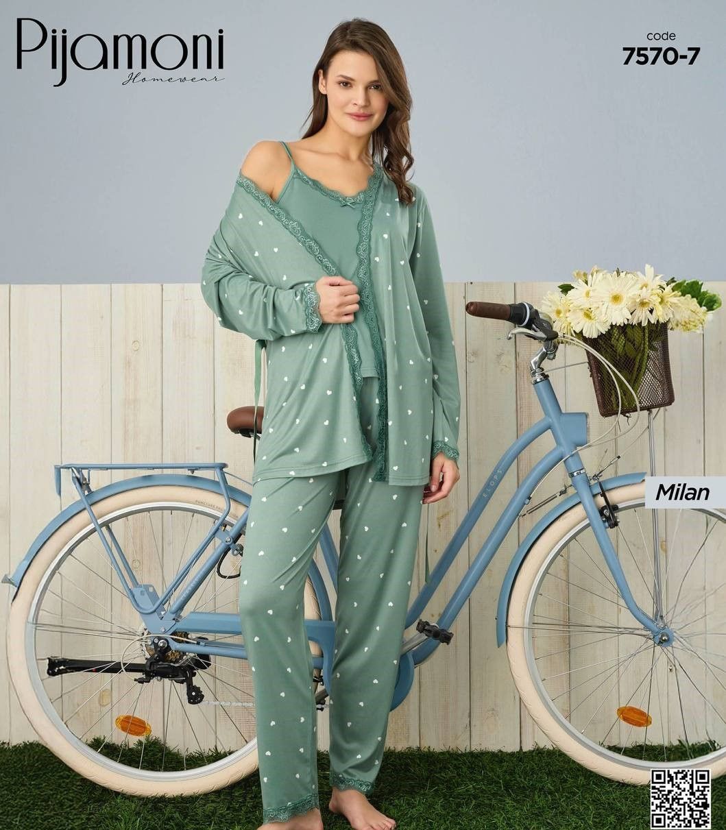 PİJAMONİ 7570-07 MİLAN SABAHLIKLI 3 LÜ TAKIM