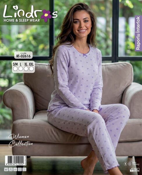 LİNDROS 02616 BAYAN RAPORLU İNT.ŞARD.PİJAMA TAKIM