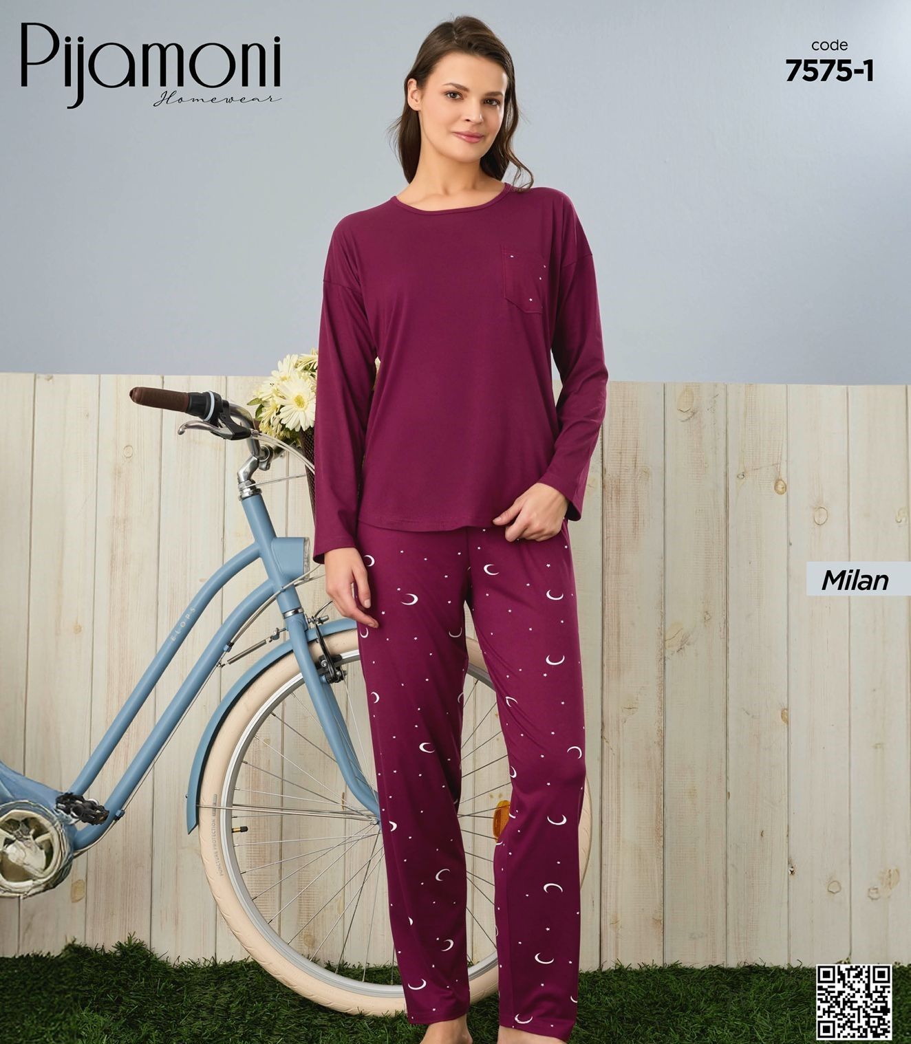 PİJAMONİ 7575-1 BAYAN MİLAN PİJAMA TAKIM