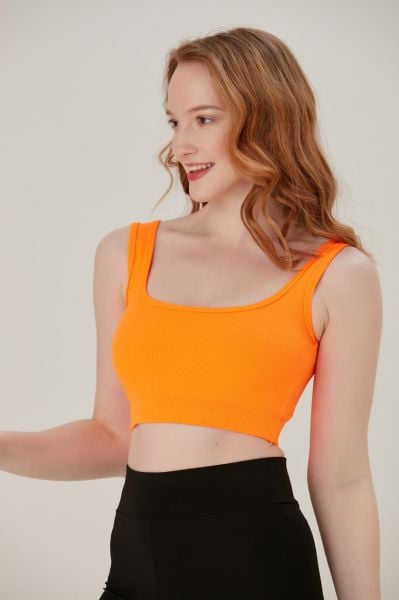AURAFİT 9037 SANDIK YAKA FİTİLLİ KALIN ASKILI CROP