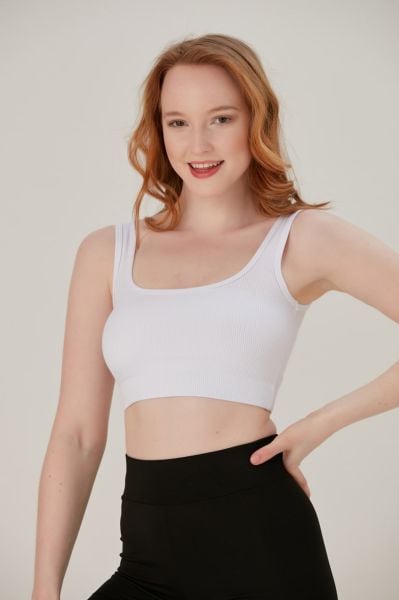AURAFİT 9037 SANDIK YAKA FİTİLLİ KALIN ASKILI CROP