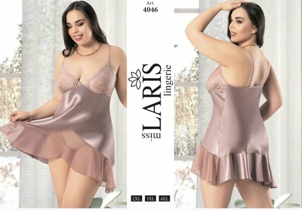 MİSS LARİS 4046 BIG SİZE SATEN KISA GECELİK