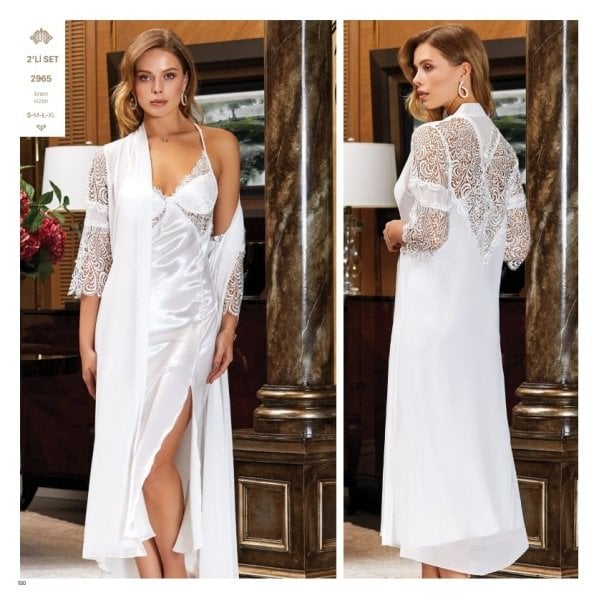 JEREMİ 2965 SATEN UZUN 2 Lİ GECELİK TAKIM