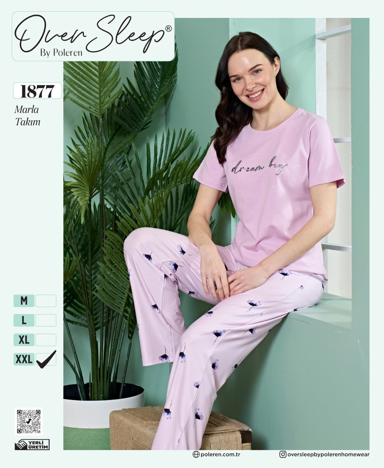 OVER SLEEP 1877 BAYAN MARLA K.KOL PİJAMA TAKIM