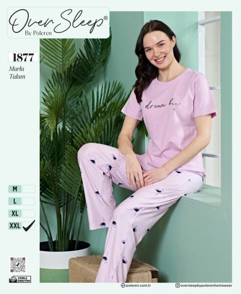 OVER SLEEP 1877 BAYAN MARLA K.KOL PİJAMA TAKIM