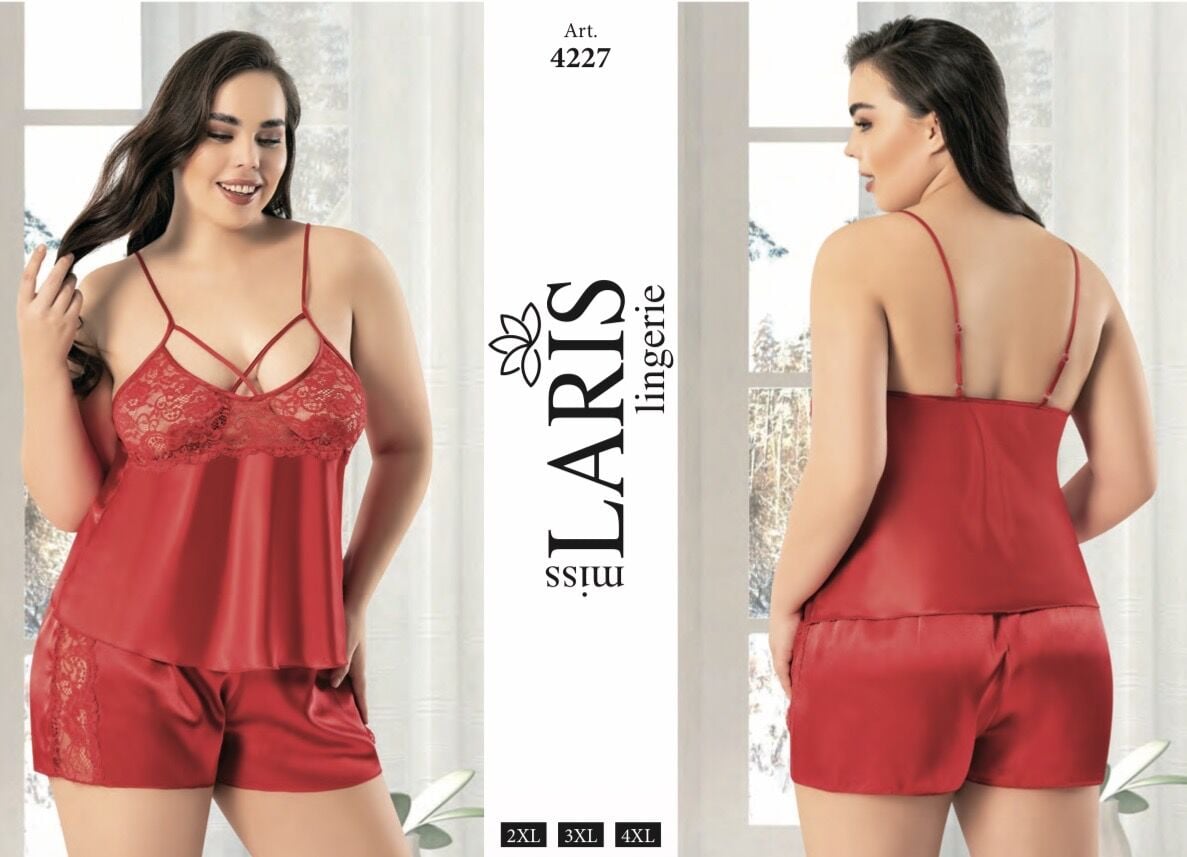 MİSS LARİS 4227 BIG SİZE SATEN ŞORT TAKIM