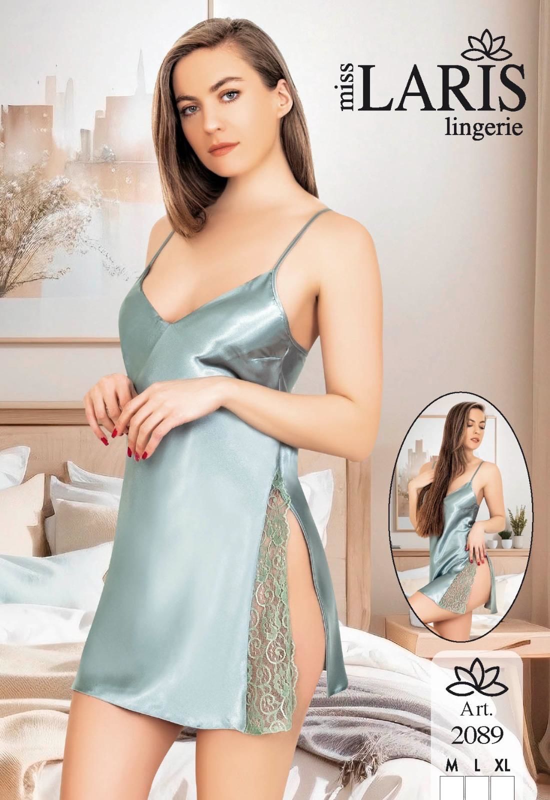 MİSS LARİS 2089 SATEN KISA GECELİK YEŞİL